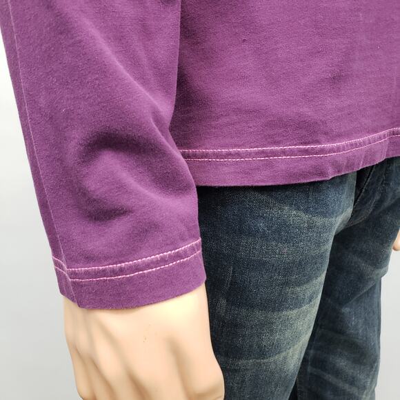 CLUB MONACO Long Sleeve T-shirt Tee Size S Crew Neck Purple Contrast Trim - Picture 5 of 10